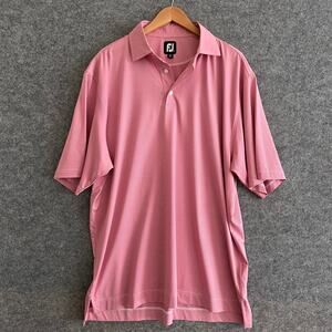 Men's FootJoy Golf Shirt Polo Red/Striped/Pink | Size: X-Large‎